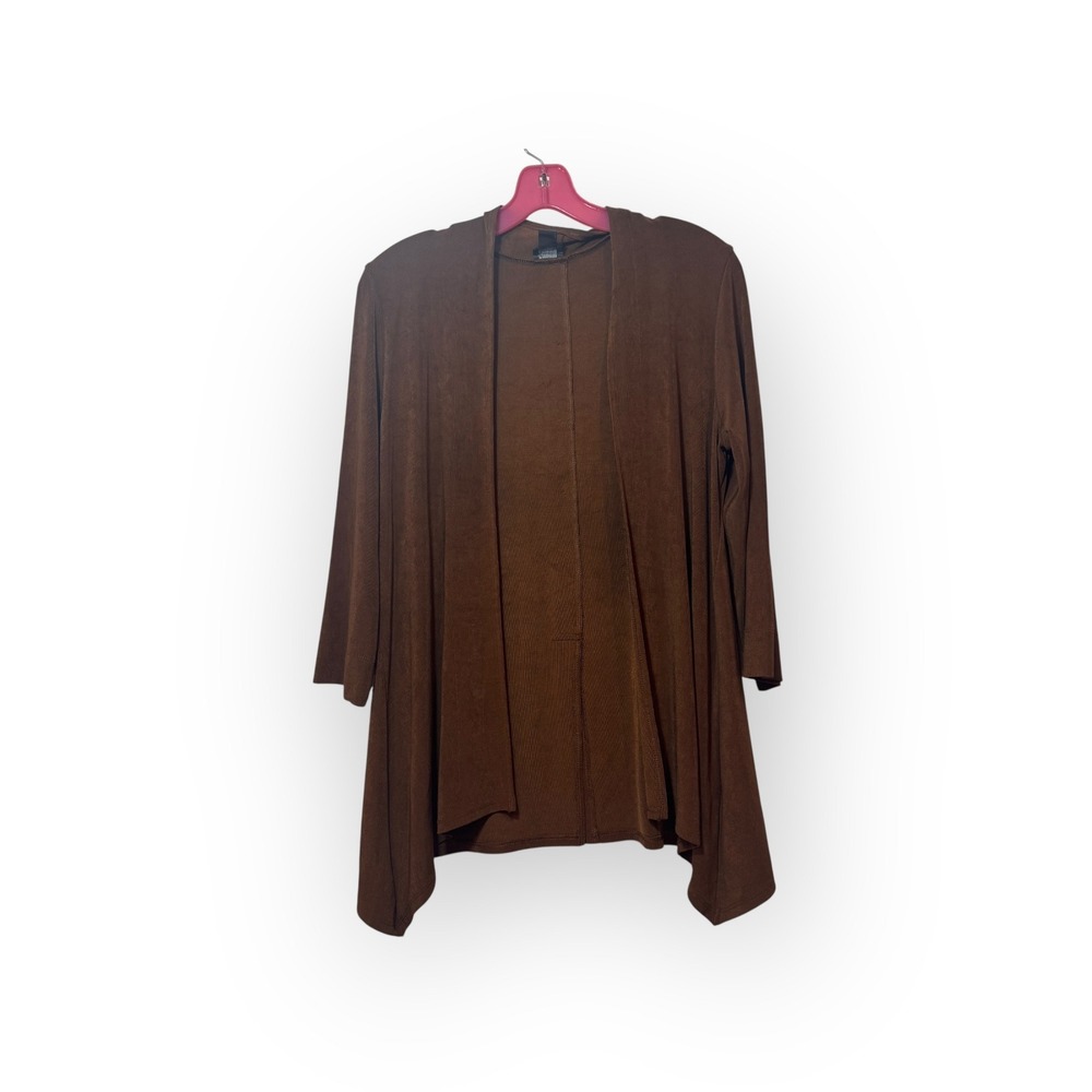 Travelers by‎ Chico's Cardigan Draped Open Front Brown Size 0 Acetate Spandex